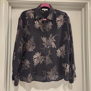 Vince Black and White Patterned Blouse